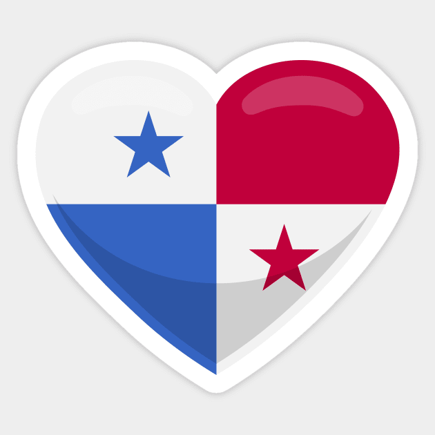 Panama Flag Heart Sticker by SunburstGeo